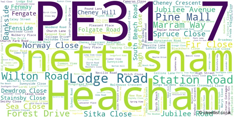 A word cloud for the PE31 7 postcode